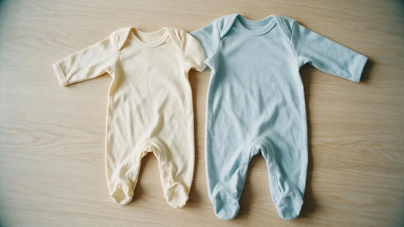 Two sleepers laid flat side by side, one size apart, so you can see how much bigger the next size really is.