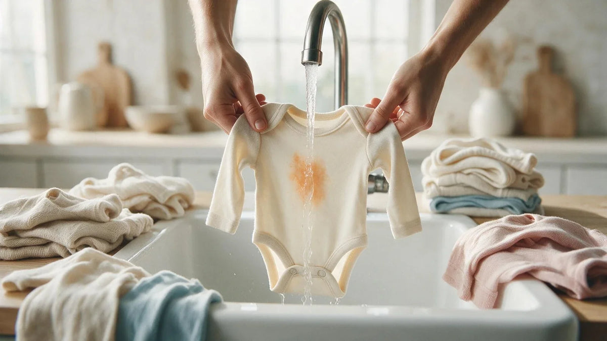 Un body manchado directo bajo el agua fría del grifo, que hace más que todo lo que se frote después.