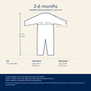 3-6 months —  garment measurements for the 3-6-months size