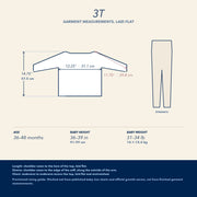 3T —  garment measurements for the 3t size