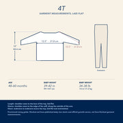 4T —  garment measurements for the 4t size