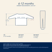 6-12 months —  garment measurements for the 6-12-months size